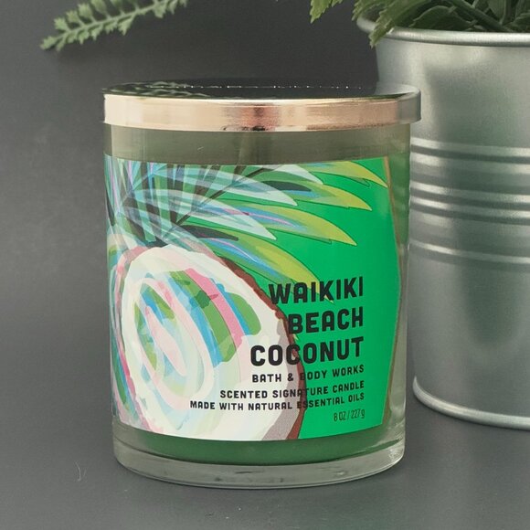 BBW Waikiki Beach Coconut Bath & Body Works Single Wick Candle - Picture 1 of 10